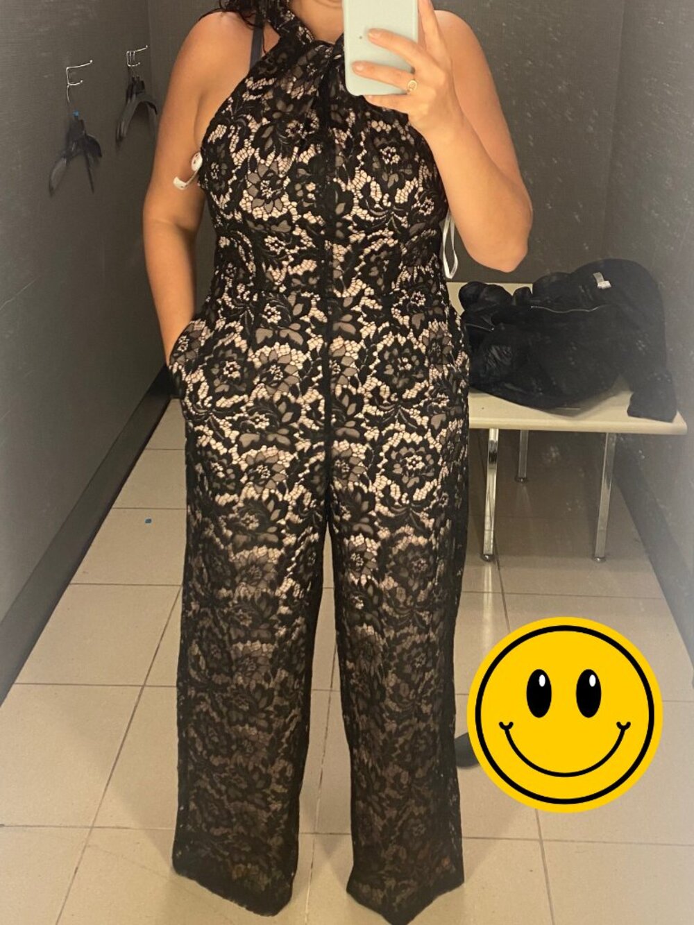 Black Lace Wide Leg Jumpsuit